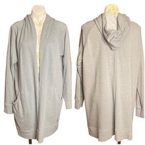 Life is Good Women's Heather Gray Long Hoodie Cardigan Longsleeve Plus Size XXL